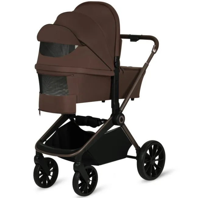Carucior 3 in 1, Lionelo, Mika Plus, Cadru din aluminiu, Cu landou intarit si salteluta moale, Cu scoica auto testata ADAC, Reversibil, Cu sistem de ventilatie 3D, Cu accesorii, Pana la 22 kg, EN1888-1 EN1888-2 EN1466 ECE R129, Mocha Mousse BYNLO-MIKA_PLU