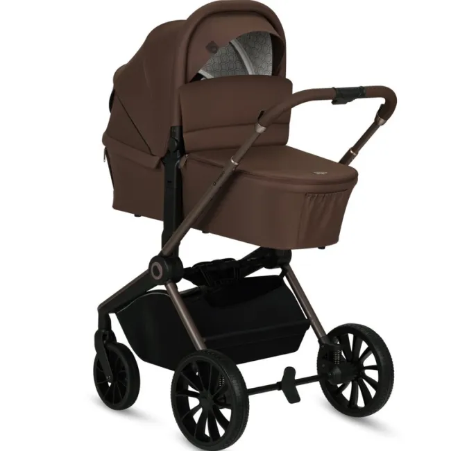 Carucior 3 in 1, Lionelo, Mika Plus, Cadru din aluminiu, Cu landou intarit si salteluta moale, Cu scoica auto testata ADAC, Reversibil, Cu sistem de ventilatie 3D, Cu accesorii, Pana la 22 kg, EN1888-1 EN1888-2 EN1466 ECE R129, Mocha Mousse BYNLO-MIKA_PLU