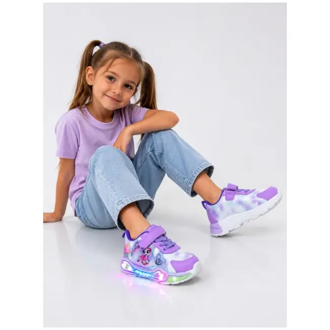 Adidasi cu lumini led, model ponei, piele ecologica, fete, mov adt-19-1