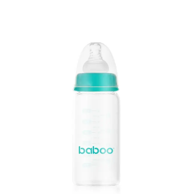 Biberon din sticla anticolici baboo - gat stramt, 120 ml, 0 luni+ new ba3-124