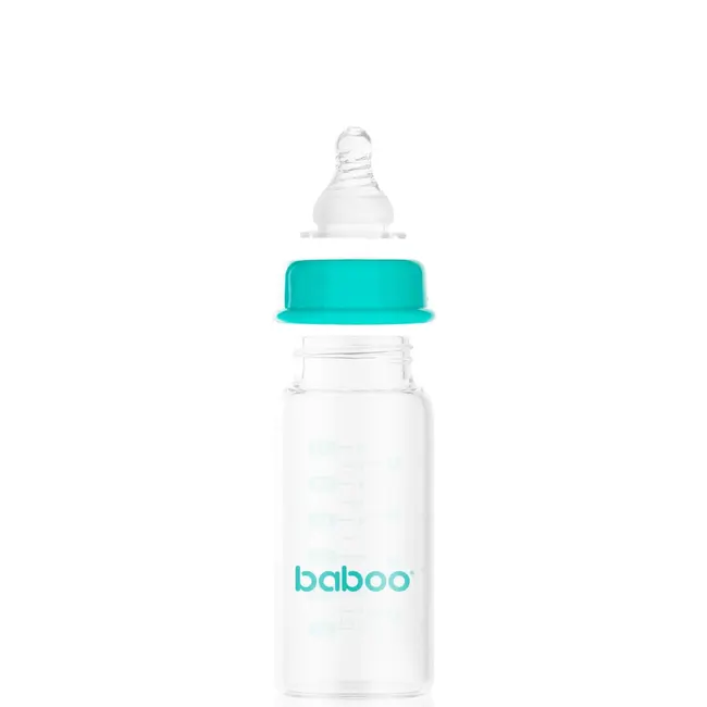 Biberon din sticla anticolici baboo - gat stramt, 120 ml, 0 luni+ new ba3-124