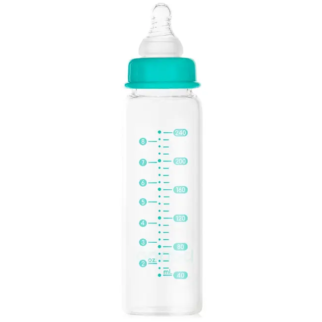 Biberon din sticla anticolici baboo - gat stramt, 240 ml, 3 luni+ new ba3-125
