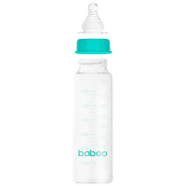 Biberon din sticla anticolici baboo - gat stramt, 240 ml, 3 luni+ new ba3-125