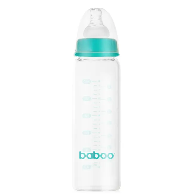 Biberon din sticla anticolici baboo - gat stramt, 240 ml, 3 luni+ new ba3-125
