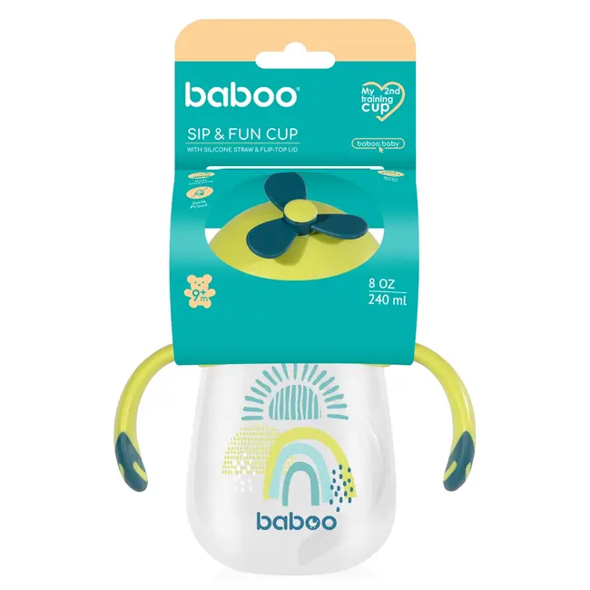 Cana baboo cu tetina din silicon, lagoon fiesta, 240 ml, 9 luni+ ba8-147