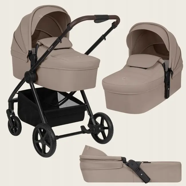 Carucior 3 in 1, Lionelo, Greet, Pana la 15 kg, Cadru aluminiu, Cu landou si salteluta moale, Cu scoica auto, Reversibil, Cu accesorii, Maner, suport pentru picioare, spatar reglabile, Bej BYNLO-GREET_BEIGE_TAUPE
