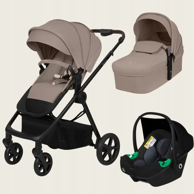 Carucior 3 in 1, Lionelo, Greet, Pana la 15 kg, Cadru aluminiu, Cu landou si salteluta moale, Cu scoica auto, Reversibil, Cu accesorii, Maner, suport pentru picioare, spatar reglabile, Bej BYNLO-GREET_BEIGE_TAUPE
