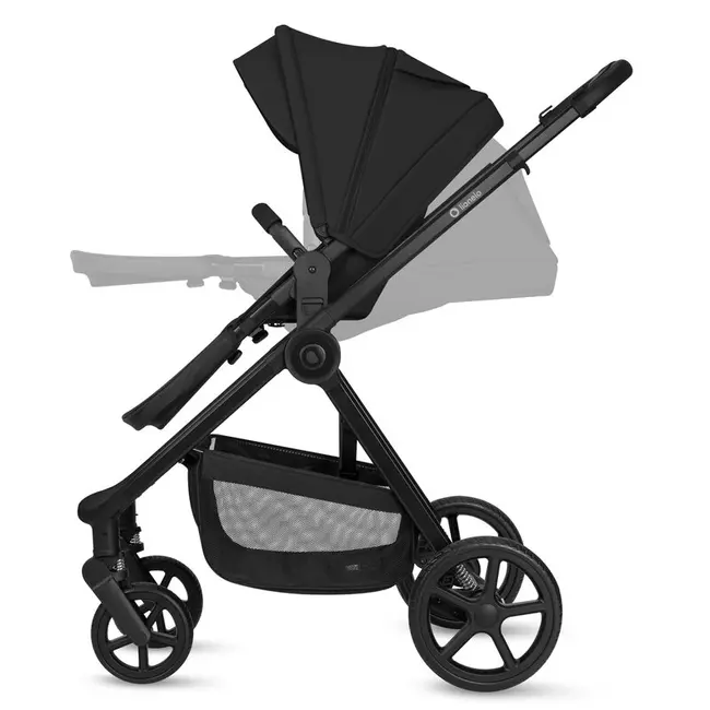 Carucior 3 in 1, Lionelo, Greet, Pana la 15 kg, Cadru aluminiu, Cu landou si salteluta moale, Cu scoica auto, Reversibil, Cu accesorii, Maner, suport pentru picioare, spatar reglabile, Negru BYNLO-GREET_BLACK_ONYX