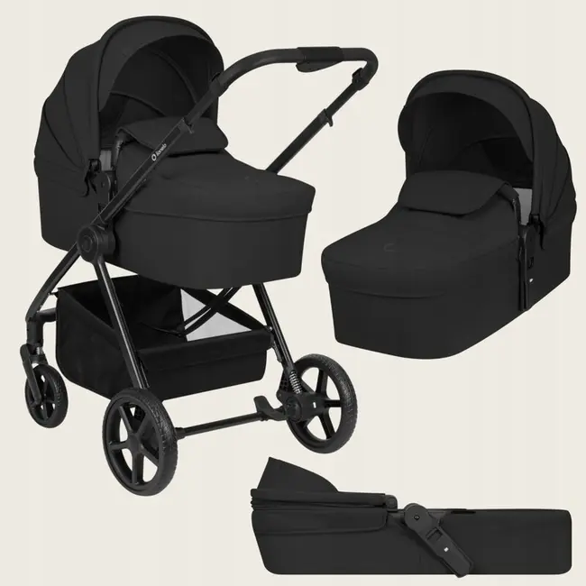 Carucior 3 in 1, Lionelo, Greet, Pana la 15 kg, Cadru aluminiu, Cu landou si salteluta moale, Cu scoica auto, Reversibil, Cu accesorii, Maner, suport pentru picioare, spatar reglabile, Negru BYNLO-GREET_BLACK_ONYX
