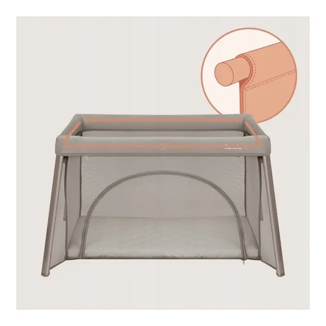 Patut multifunctional, Lionelo, Mila, 2 in 1, Saltea 4 cm cu spuma T25, 2 niveluri de inaltime, Pliere rapida, Intrare laterala, Geanta de transport inclusa, 0-36 luni, Pana la 15 kg, Bej Taupe BYNLO-MILA_BEIGE_TAUPE