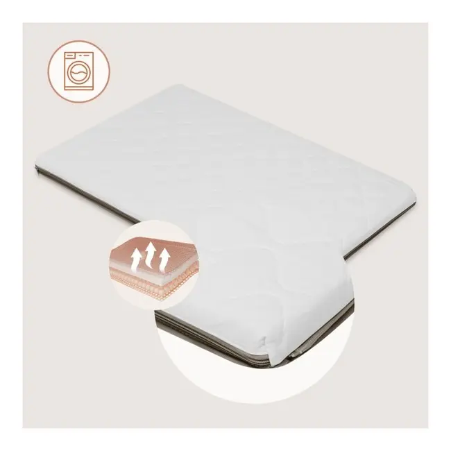 Patut multifunctional, Lionelo, Mila, 2 in 1, Saltea 4 cm cu spuma T25, 2 niveluri de inaltime, Pliere rapida, Intrare laterala, Geanta de transport inclusa, 0-36 luni, Pana la 15 kg, Bej Taupe BYNLO-MILA_BEIGE_TAUPE