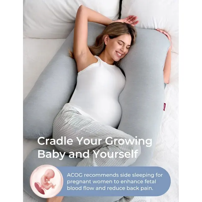 Perna gravide Momcozy in forma de U Light Grey