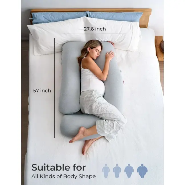 Perna gravide Momcozy in forma de U Light Grey