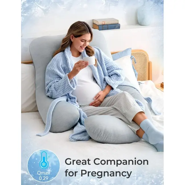 Perna gravide Momcozy in forma de U Light Grey