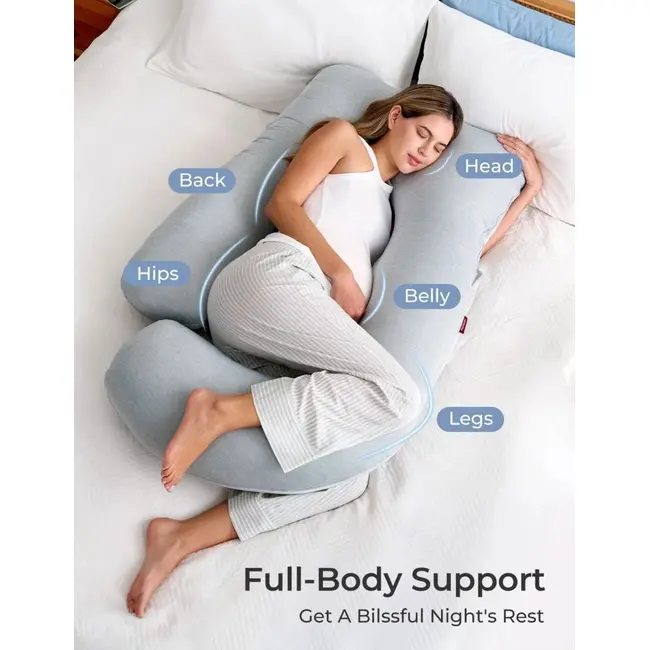 Perna gravide Momcozy in forma de U Light Grey