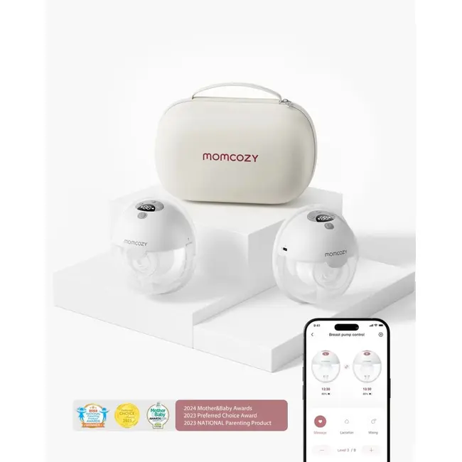Pompa de san Momcozy Hands-free dubla M5 Smart Grey, control prin aplicatie