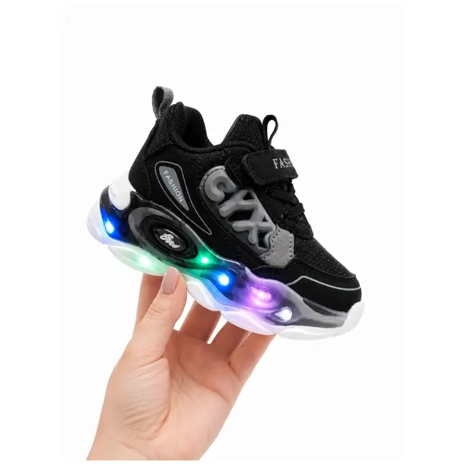 Adidasi cu lumini led, model cyx, baieti, piele ecologica, negru adt-58-1