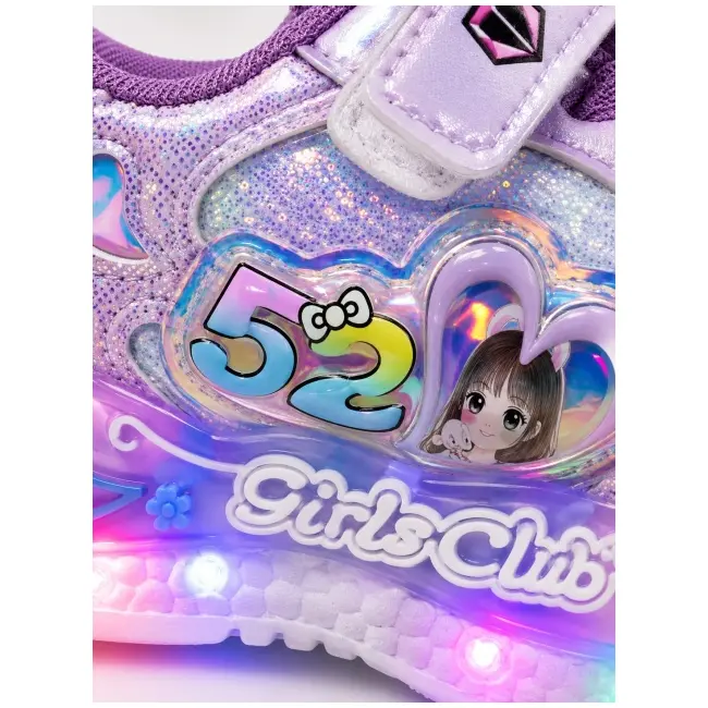 Pantofi sport cu lumini led, model shine, piele ecologica, fete, mov adt-19-1