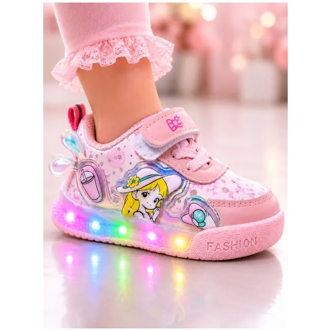 Pantofi sport cu luminite, model cocktail, piele ecologica, fete, roz ad30-8-7-2