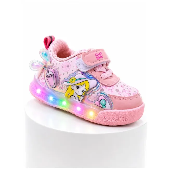 Pantofi sport cu luminite, model cocktail, piele ecologica, fete, roz ad30-8-7-2