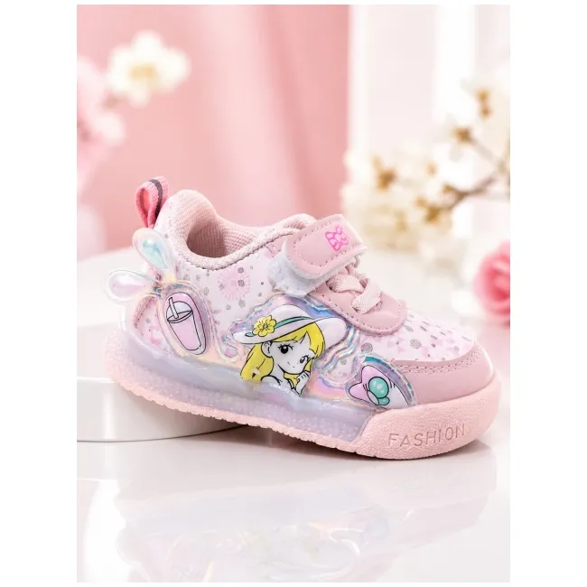 Pantofi sport cu luminite, model cocktail, piele ecologica, fete, roz ad30-8-7-2