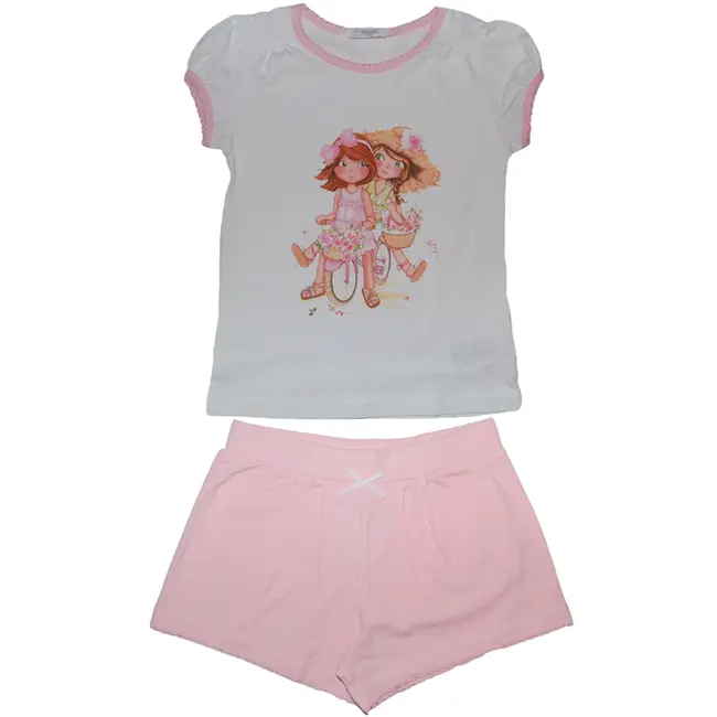 Pijama cu tricou si pantaloni scurti (3737), alb/roz, Mayoral, 116 cm / 6 ani