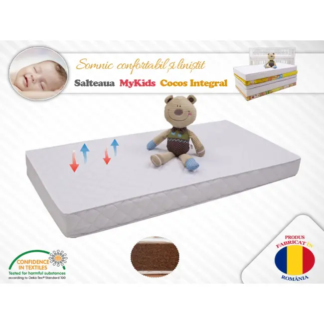 Saltea MyKids Fibra De Cocos Integral 120x60x10 Husa Microfibra Matlasata MYK00081327