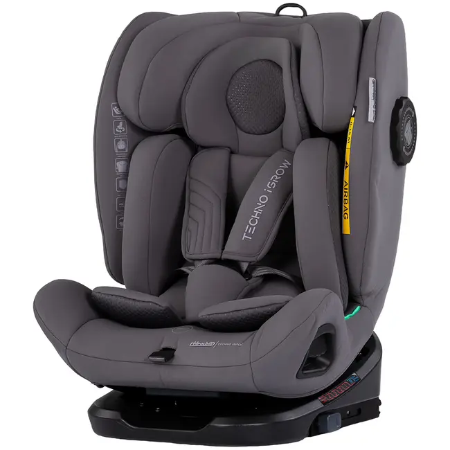 Scaun auto Chipolino Techno iGrow I-Size 40-150 cm cu sistem Isofix si sezut rotativ charcoal HUBSTKTHG02602CH