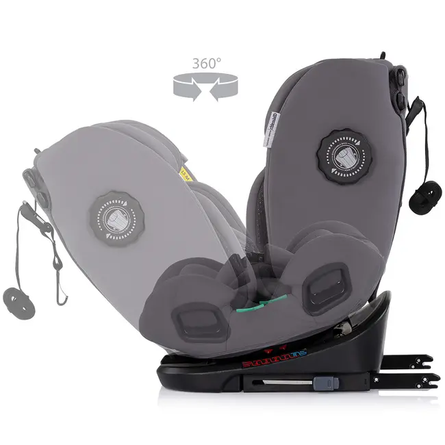 Scaun auto Chipolino Techno iGrow I-Size 40-150 cm cu sistem Isofix si sezut rotativ charcoal HUBSTKTHG02602CH