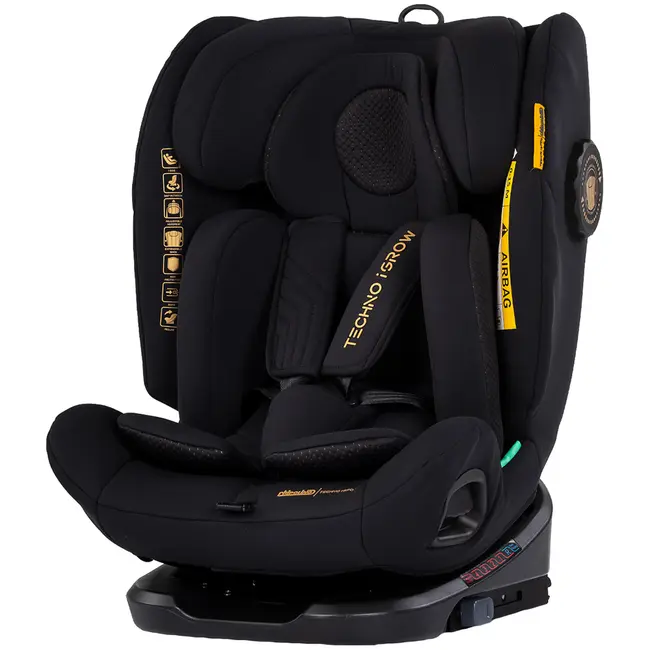 Scaun auto Chipolino Techno iGrow I-Size 40-150 cm cu sistem Isofix si sezut rotativ noir HUBSTKTHG02601NO
