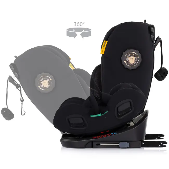 Scaun auto Chipolino Techno iGrow I-Size 40-150 cm cu sistem Isofix si sezut rotativ noir HUBSTKTHG02601NO