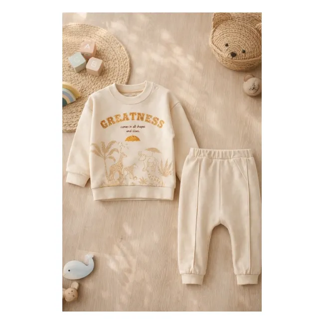 Trening bebe 2 piese din bumbac moale bluza cu imprimeu si pantaloni confortabili trpb0101