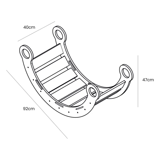 Balansoar Montessori Din Lemn Dream Rocker Meowbaby ,   Marime Medie, Cu Perna Bej, Multifunctional Leagan + Tunel + Scara   Placaj Lacuit Pjbmdrwb01