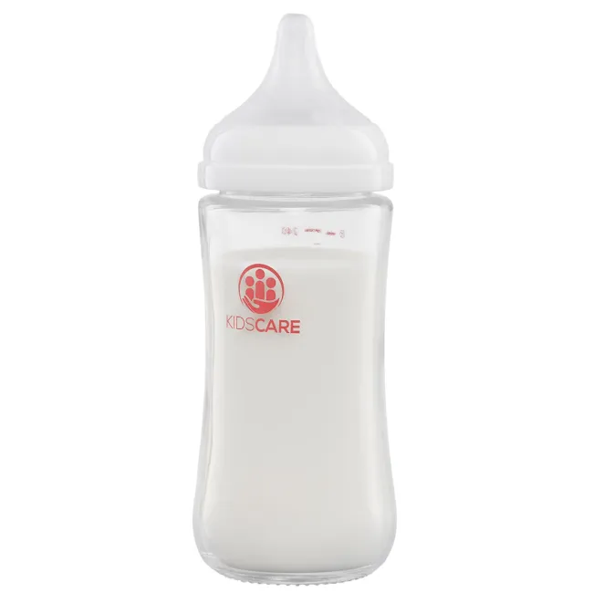 Pachet promo 3 biberoane din sticla borosilicat 240 ml kidscare cu tetina din silicon