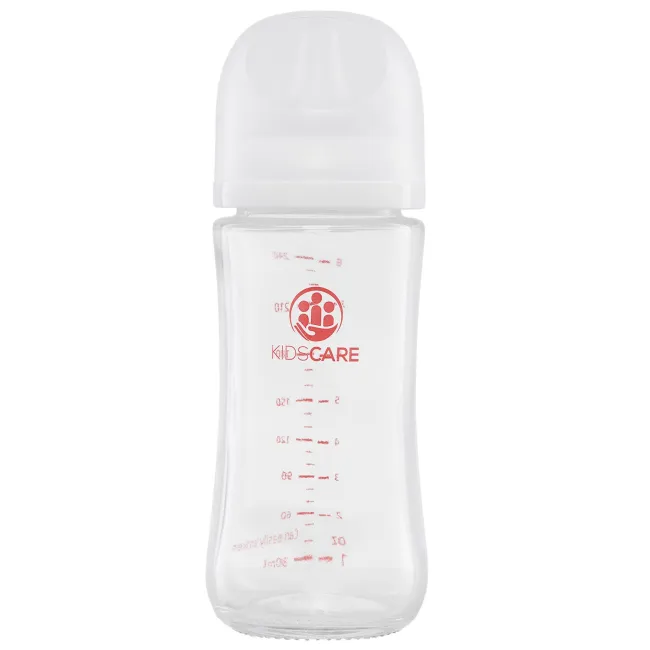 Pachet promo 3 biberoane din sticla borosilicat 240 ml kidscare cu tetina din silicon