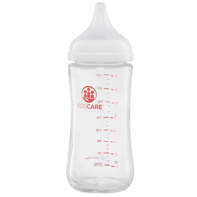 Pachet promo 3 biberoane din sticla borosilicat 240 ml kidscare cu tetina din silicon