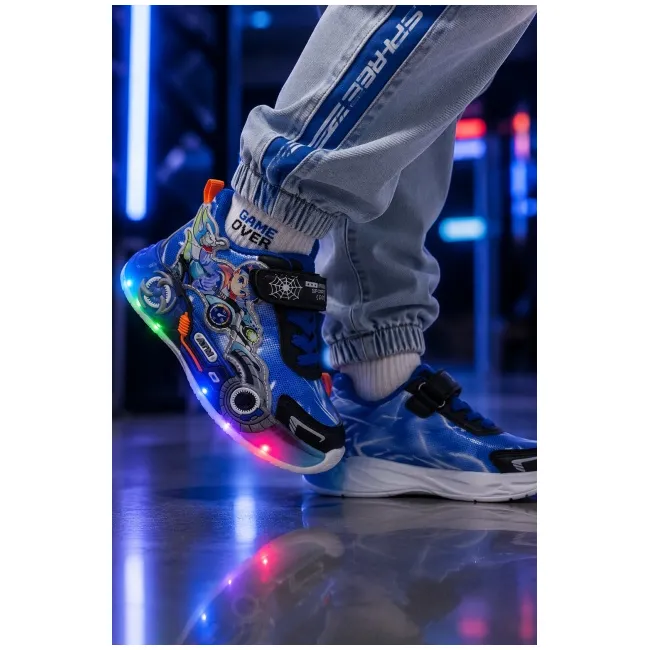 Pantofi sport cu lumini led, model carting, albastru adt-71
