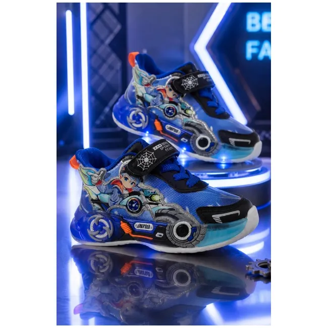 Pantofi sport cu lumini led, model carting, albastru adt-71