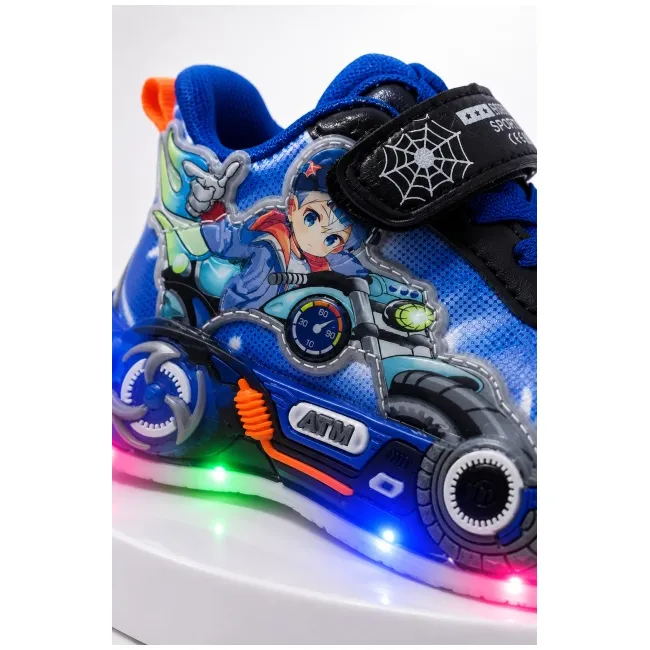 Pantofi sport cu lumini led, model carting, albastru adt-71