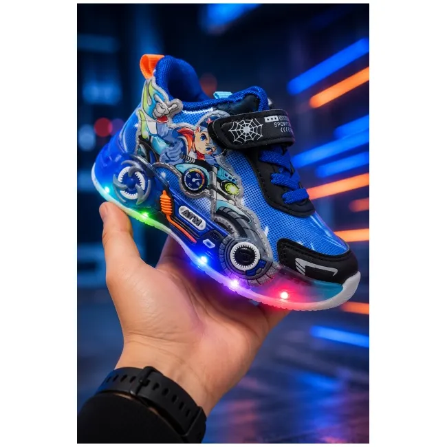 Pantofi sport cu lumini led, model carting, albastru adt-71