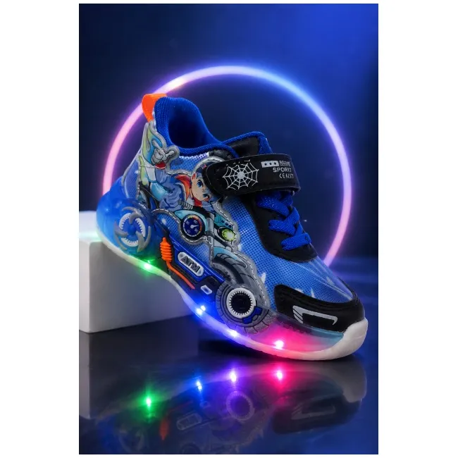 Pantofi sport cu lumini led, model carting, albastru adt-71