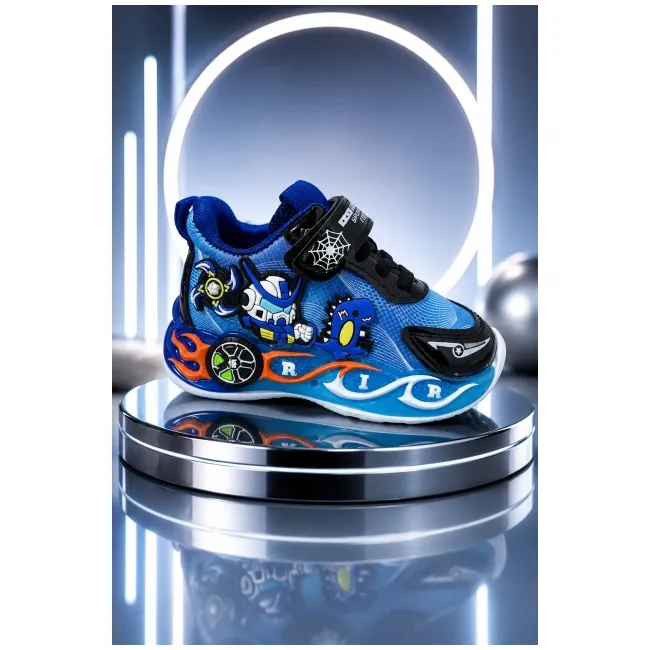Pantofi sport cu lumini led, model playful, albastru adt-70