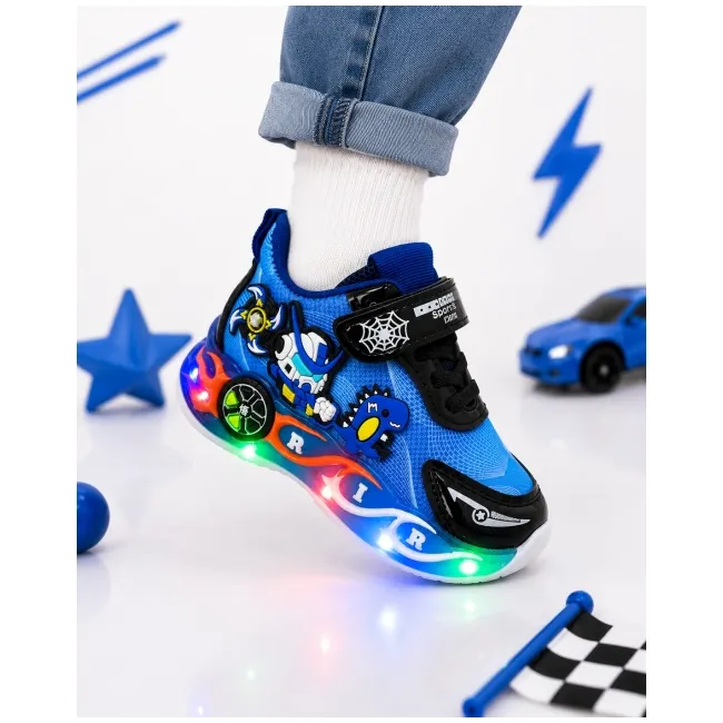 Pantofi sport cu lumini led, model playful, albastru adt-70