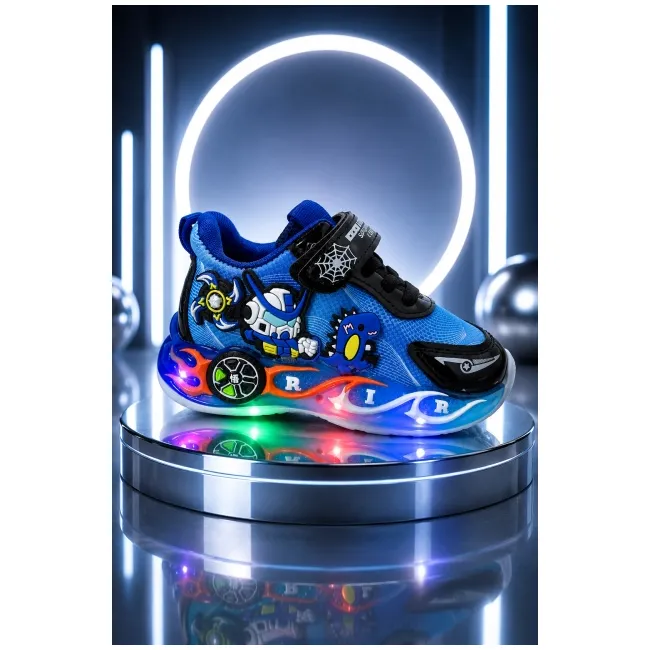 Pantofi sport cu lumini led, model playful, albastru adt-70