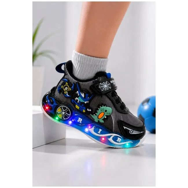 Pantofi sport cu lumini led, model playful, negru adt-60-3