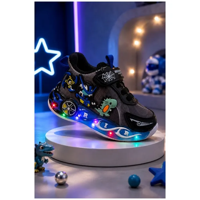 Pantofi sport cu lumini led, model playful, negru adt-60-3