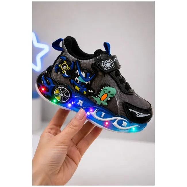 Pantofi sport cu lumini led, model playful, negru adt-60-3