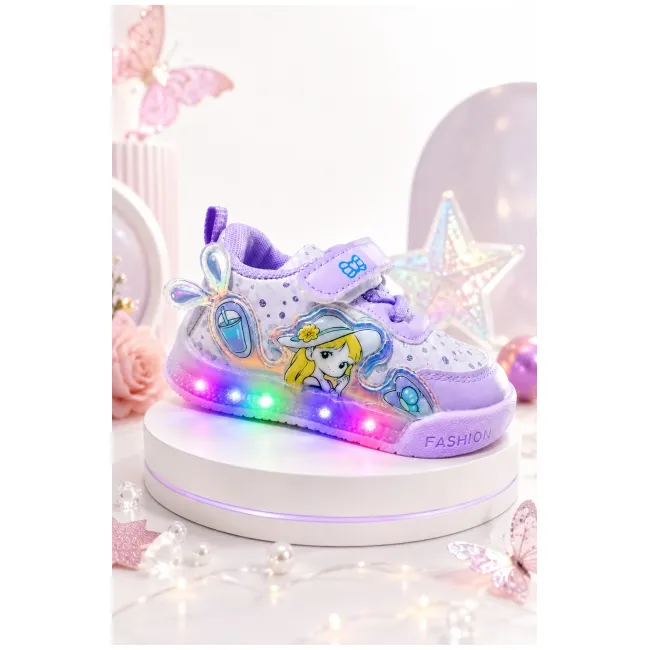 Pantofi sport cu luminite, model cocktail, piele ecologica, fete, mov ad30-8-7-2x