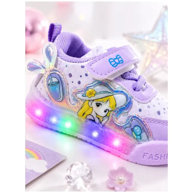 Pantofi sport cu luminite, model cocktail, piele ecologica, fete, mov ad30-8-7-2x