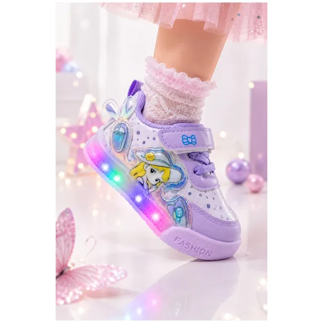 Pantofi sport cu luminite, model cocktail, piele ecologica, fete, mov ad30-8-7-2x